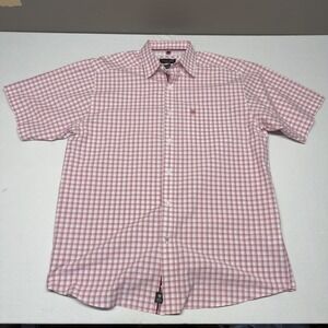 Ariat Pro Series Men's Jericho Short Sleeve Button Up Shirt Red Pink Large L